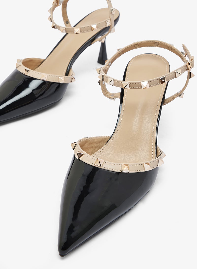 Ginger Stud Detail Mid Heel Pumps - Image 4